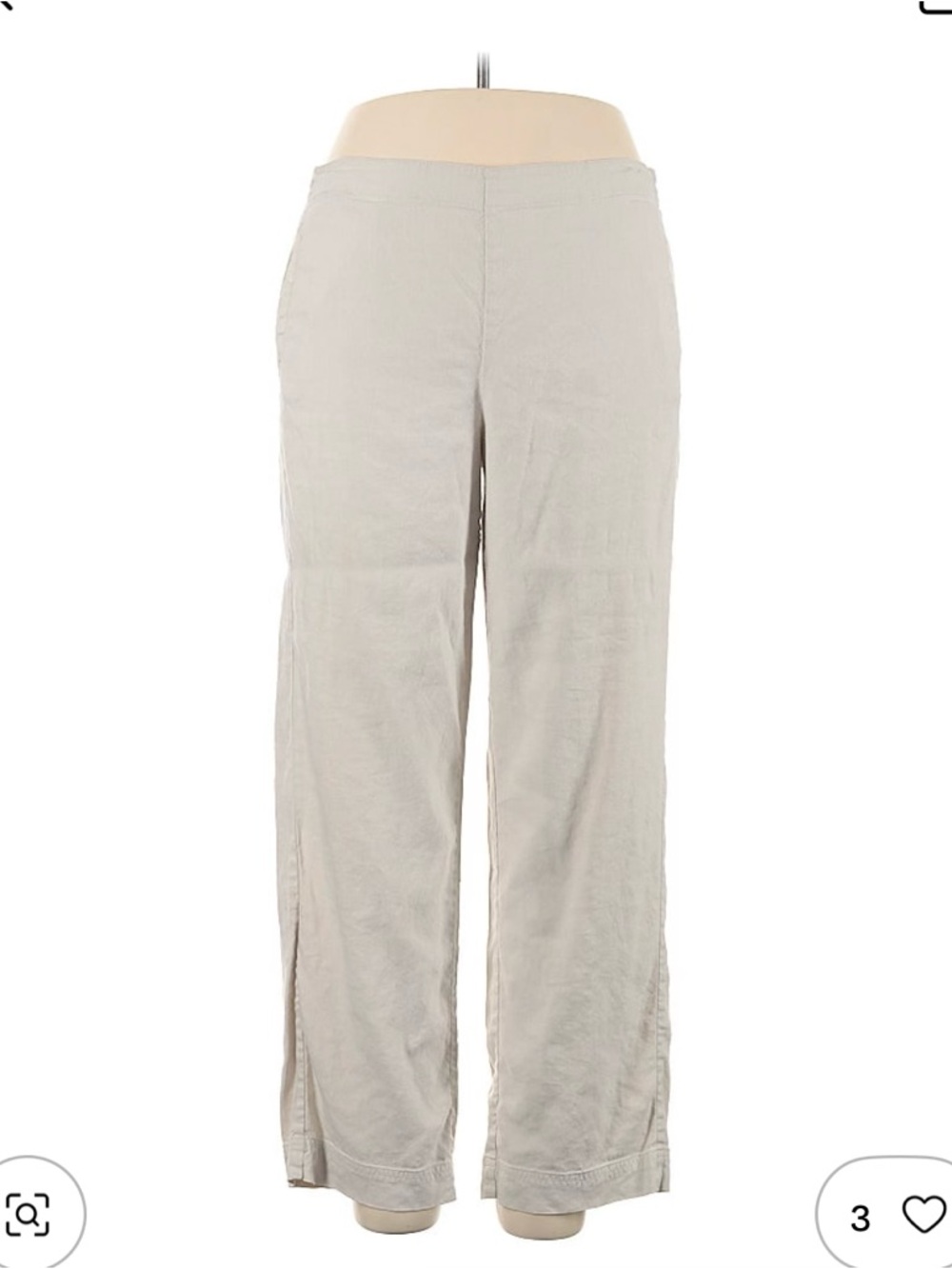 J. Jill Light Cream Wide-Leg Linen-Blend Pants